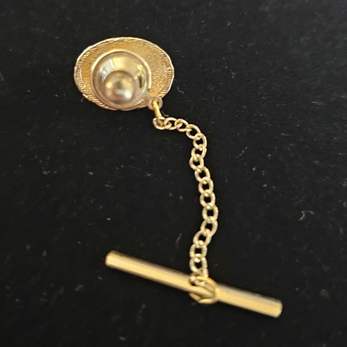 Vintage Green Jade &‎ Gold Toned Tie Scarf Pin - View 4