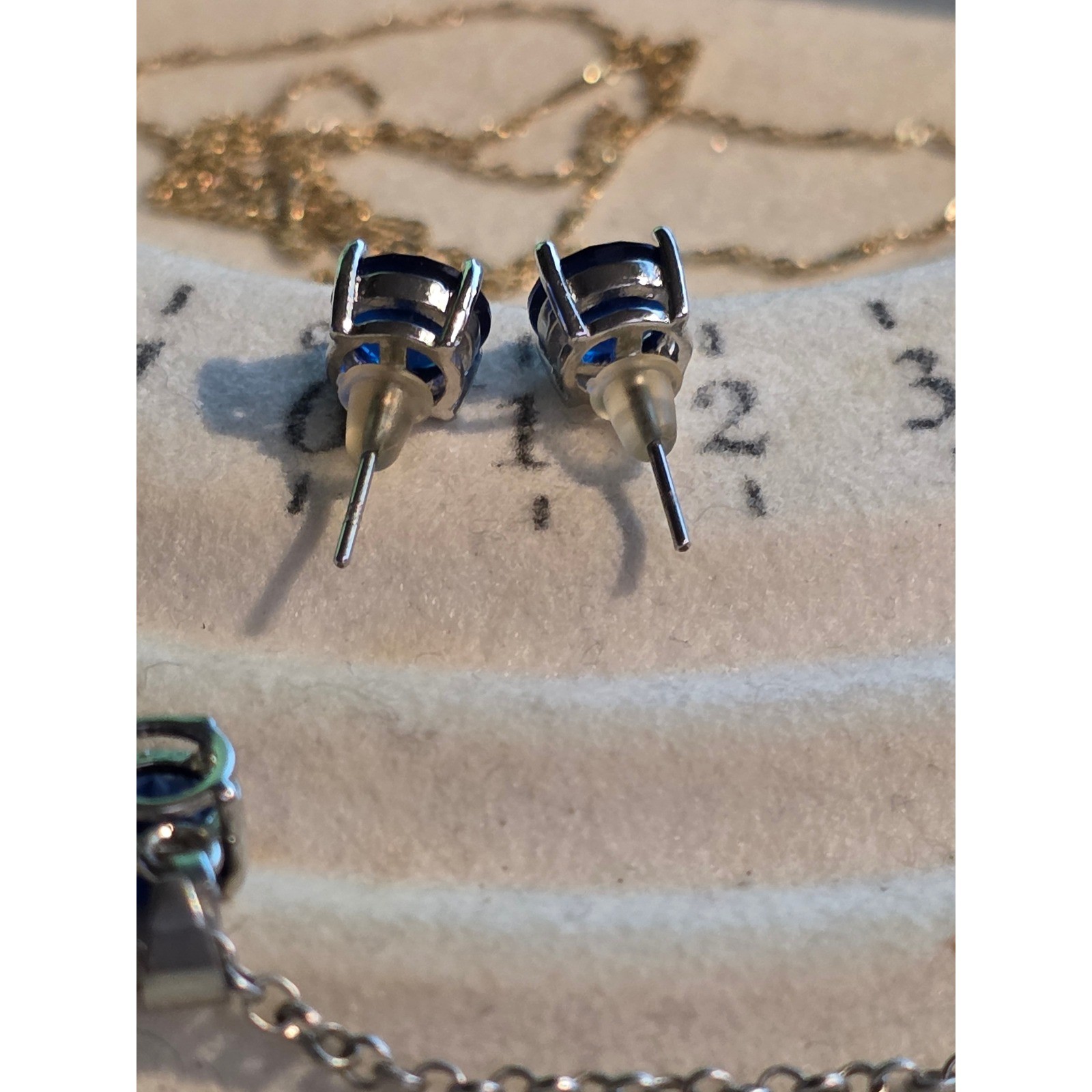 Nadri Faux London Blue Sapphire Necklace & Earring Set Demi Parure - View 4
