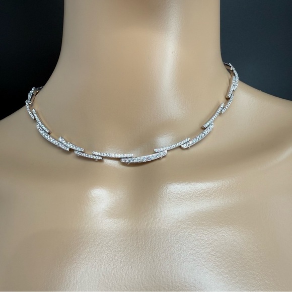 Nadri Faux London Blue Sapphire Necklace & Earring Set Demi Parure - View 9