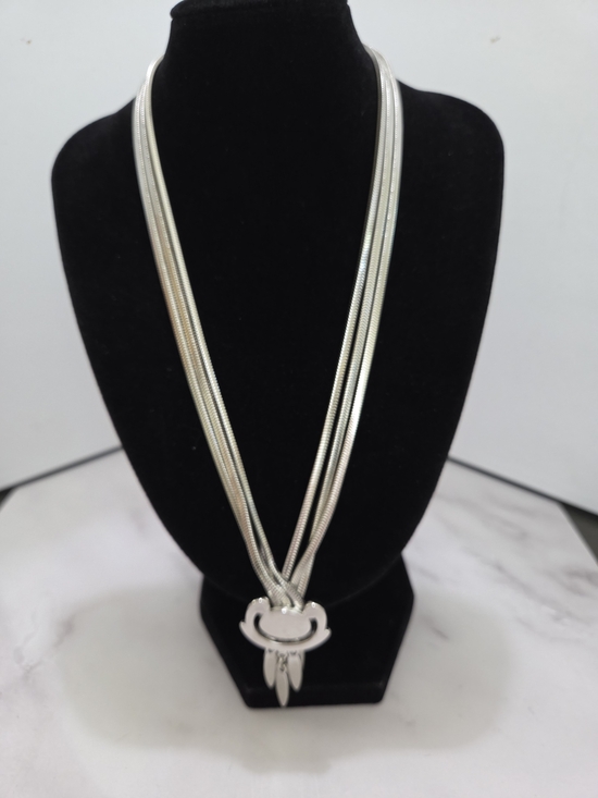Monet Champagne Faux Pearl Multi-Strand Y-Necklace Silver Tone Teardrop - View 7