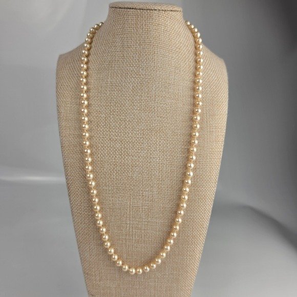 Monet Champagne Faux Pearl Multi-Strand Y-Necklace Silver Tone Teardrop - View 14