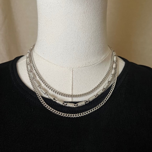 Monet Champagne Faux Pearl Multi-Strand Y-Necklace Silver Tone Teardrop - View 16