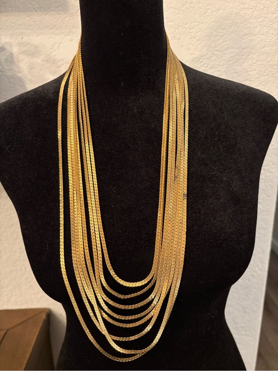 Monet Champagne Faux Pearl Multi-Strand Y-Necklace Silver Tone Teardrop - View 17