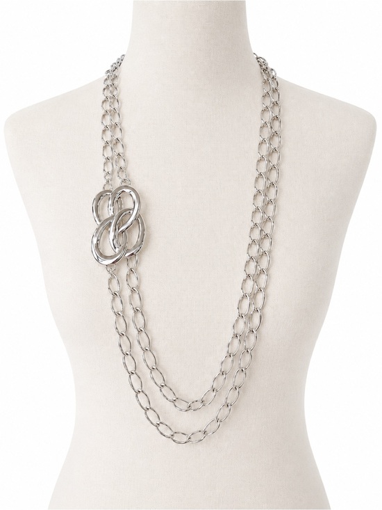 Monet Champagne Faux Pearl Multi-Strand Y-Necklace Silver Tone Teardrop - View 20