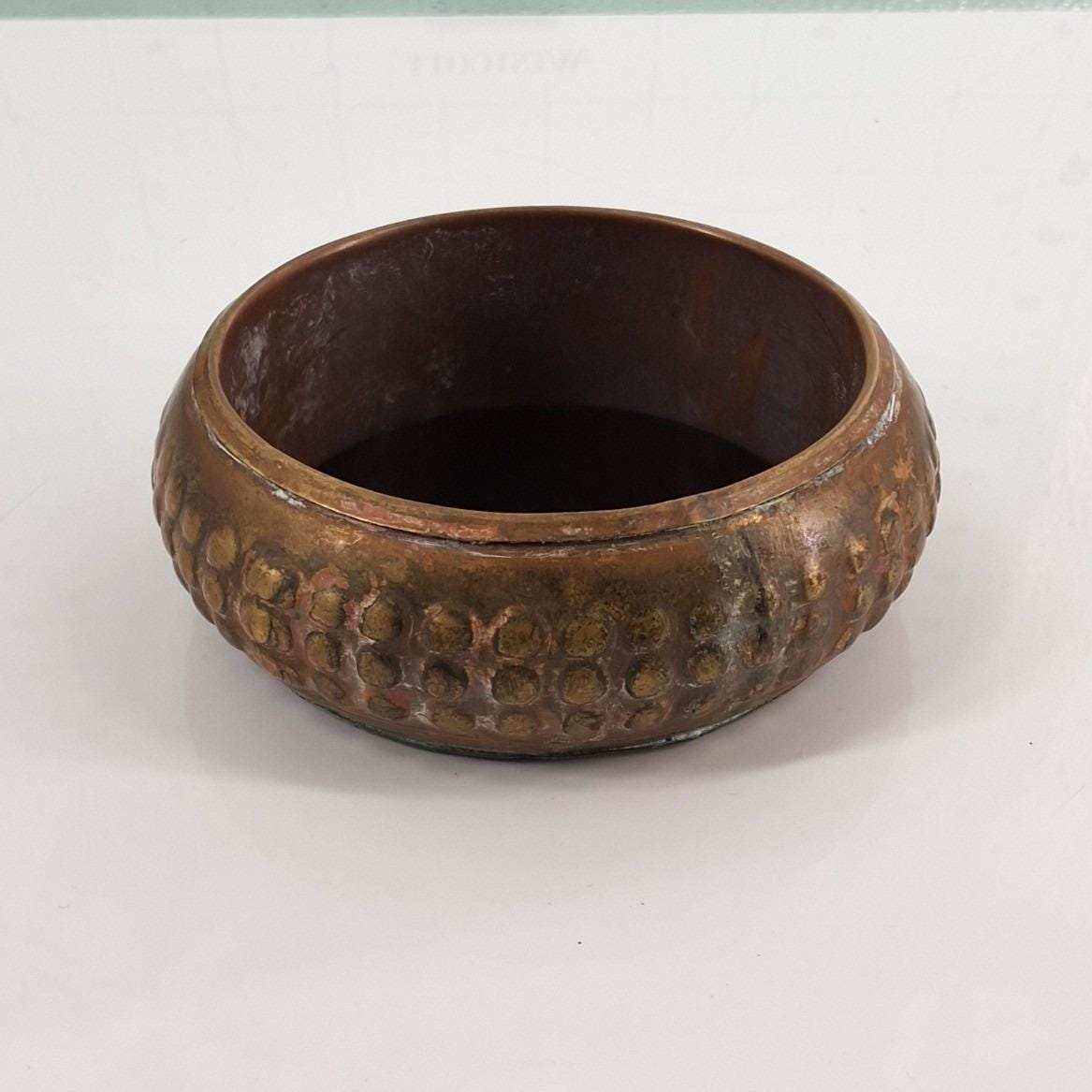 Vintage Chunky Hammered Copper Bangle Bracelet Made in India Boho - View 4