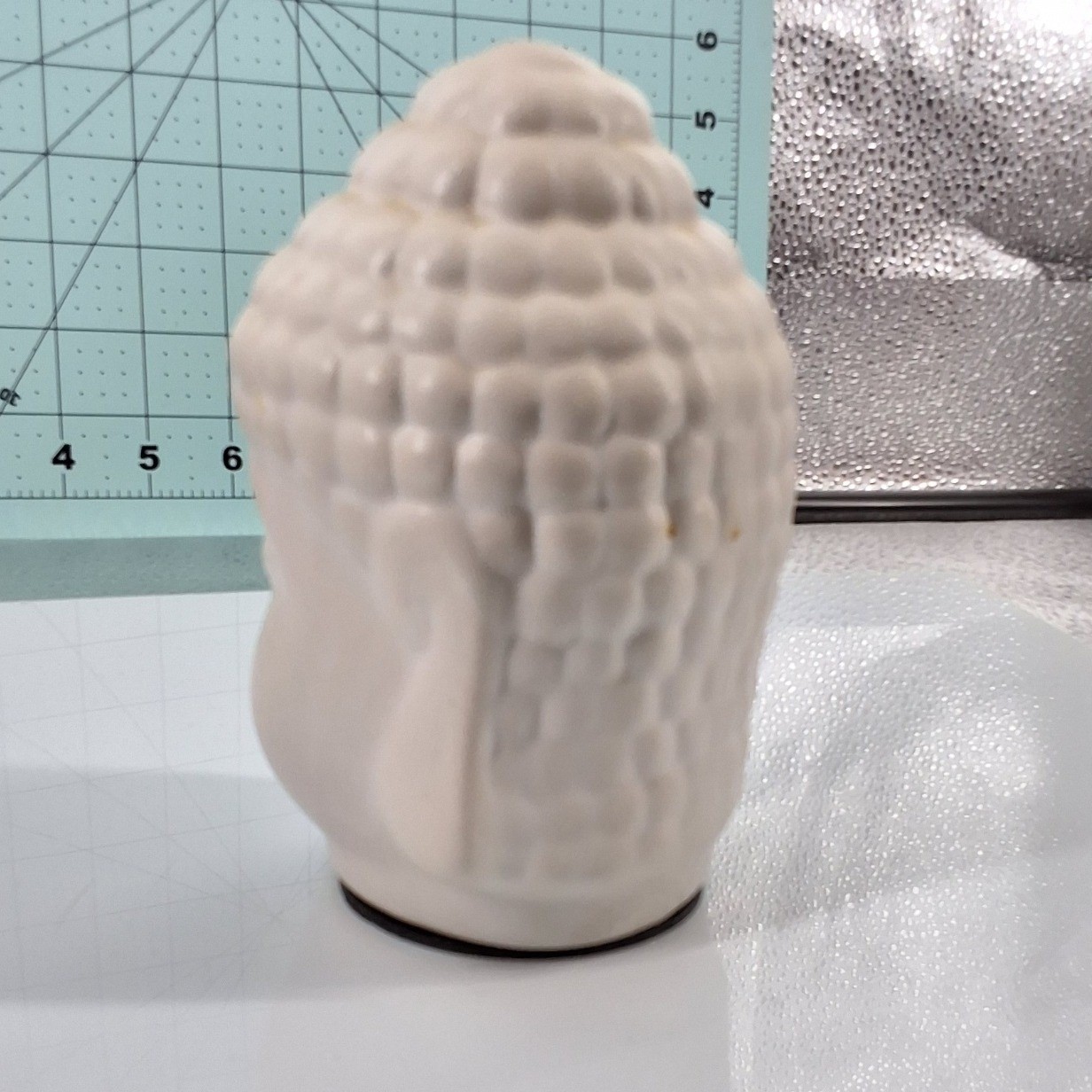 Matte White Ceramic Buddha Head Statue 5" Zen Home Decor Spiritual Bust - View 5