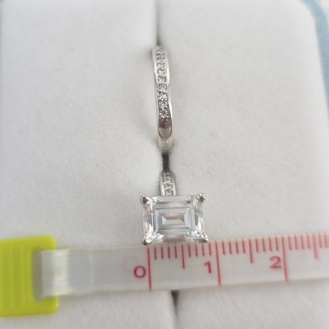 Charles & Colvard 14K WG 2.5ctw Emerald Moissanite Bridal Ring Set 5.5 - View 3