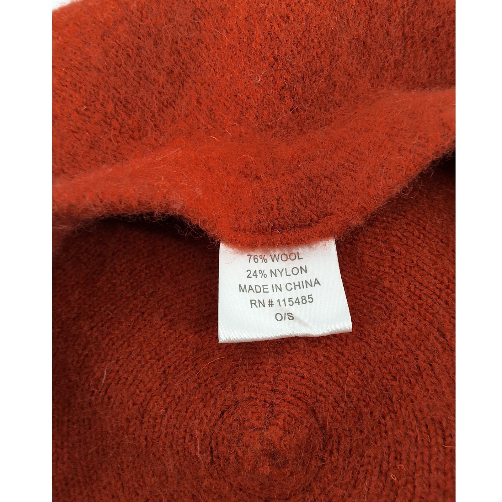 LC Lauren Conrad Burnt Orange Wool Blend Beret Parisian Fuzzy Knit OS