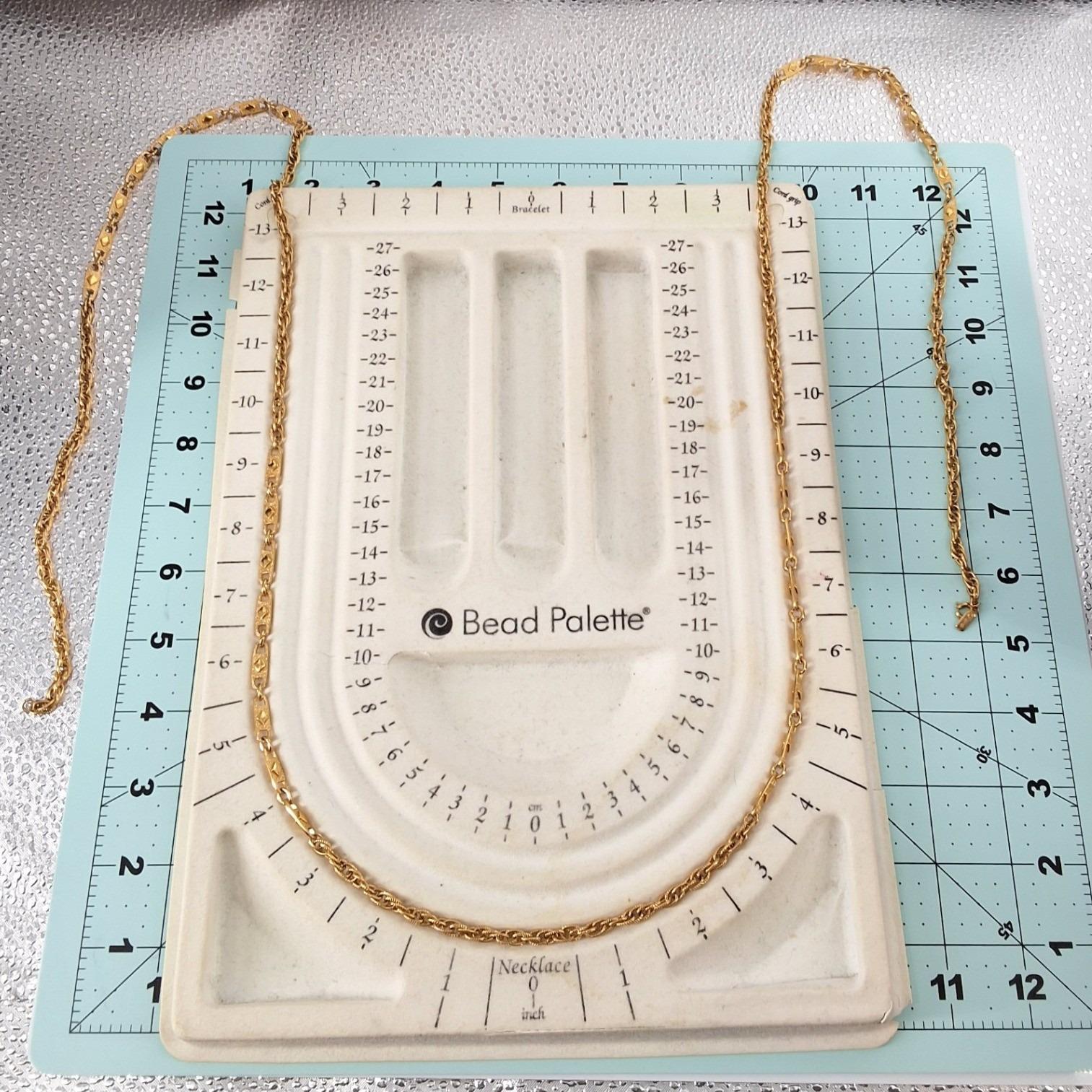 Monet Vintage Gold Tone 60" Mixed Rope & Embossed Bar Link Necklace - View 5