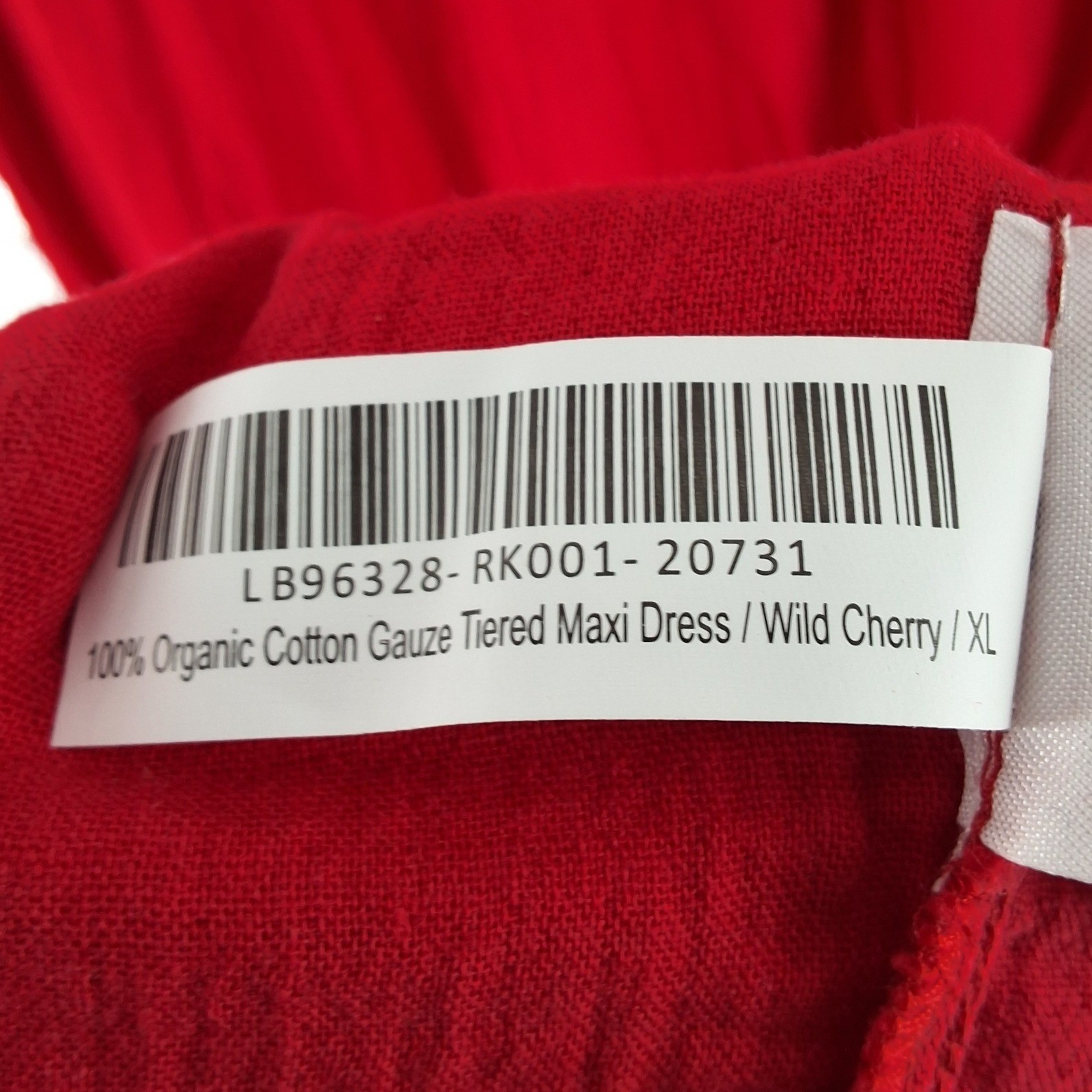Quince Organic Cotton Gauze Tiered Maxi Dress Wild Cherry Red XL LB96328-RK001 - View 4