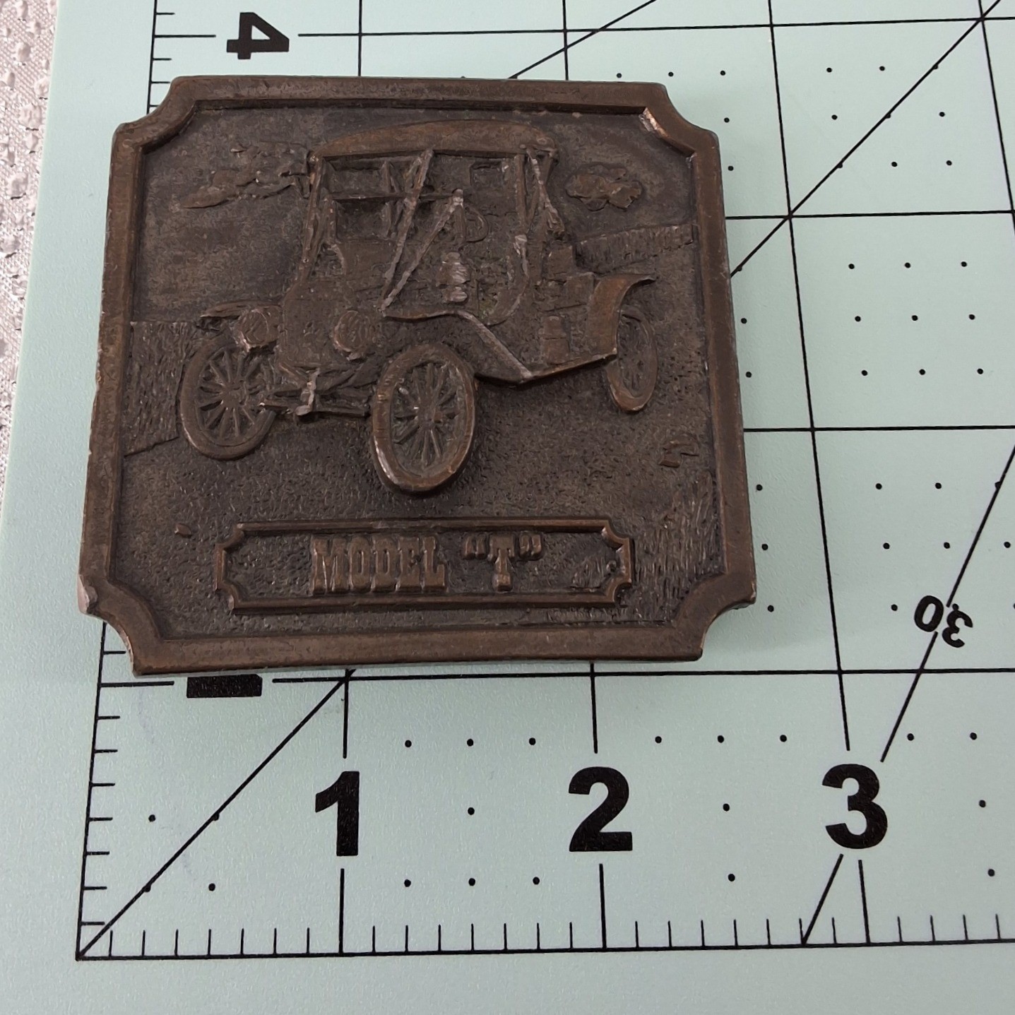 Vintage 1977 Bergamot Brass Works Solid Brass Ford Model T Belt Buckle J-57A - View 4