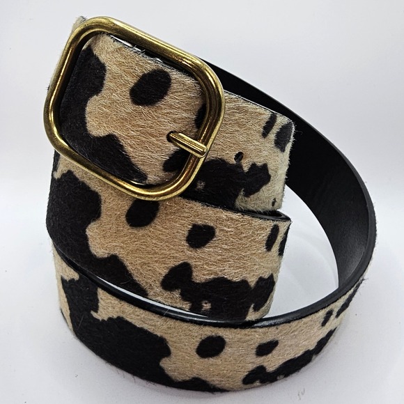 Steve Madden XL Cognac Brown Geometric Embossed Skinny Belt Gold Buckle - View 16