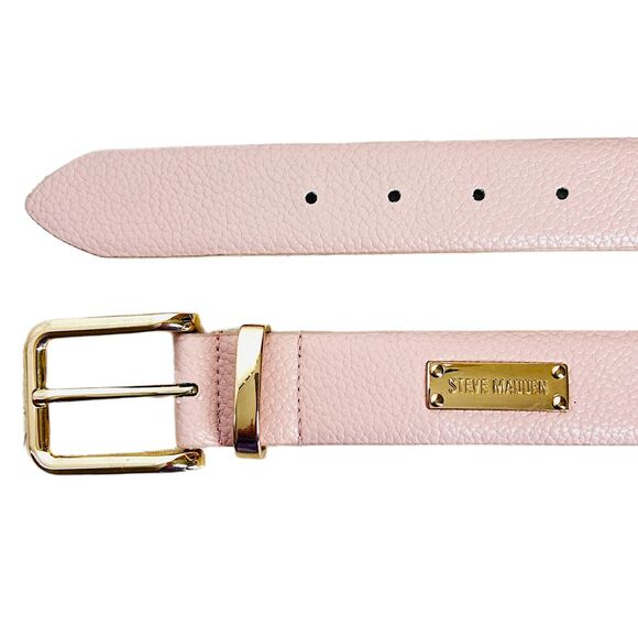 Steve Madden XL Cognac Brown Geometric Embossed Skinny Belt Gold Buckle - View 21