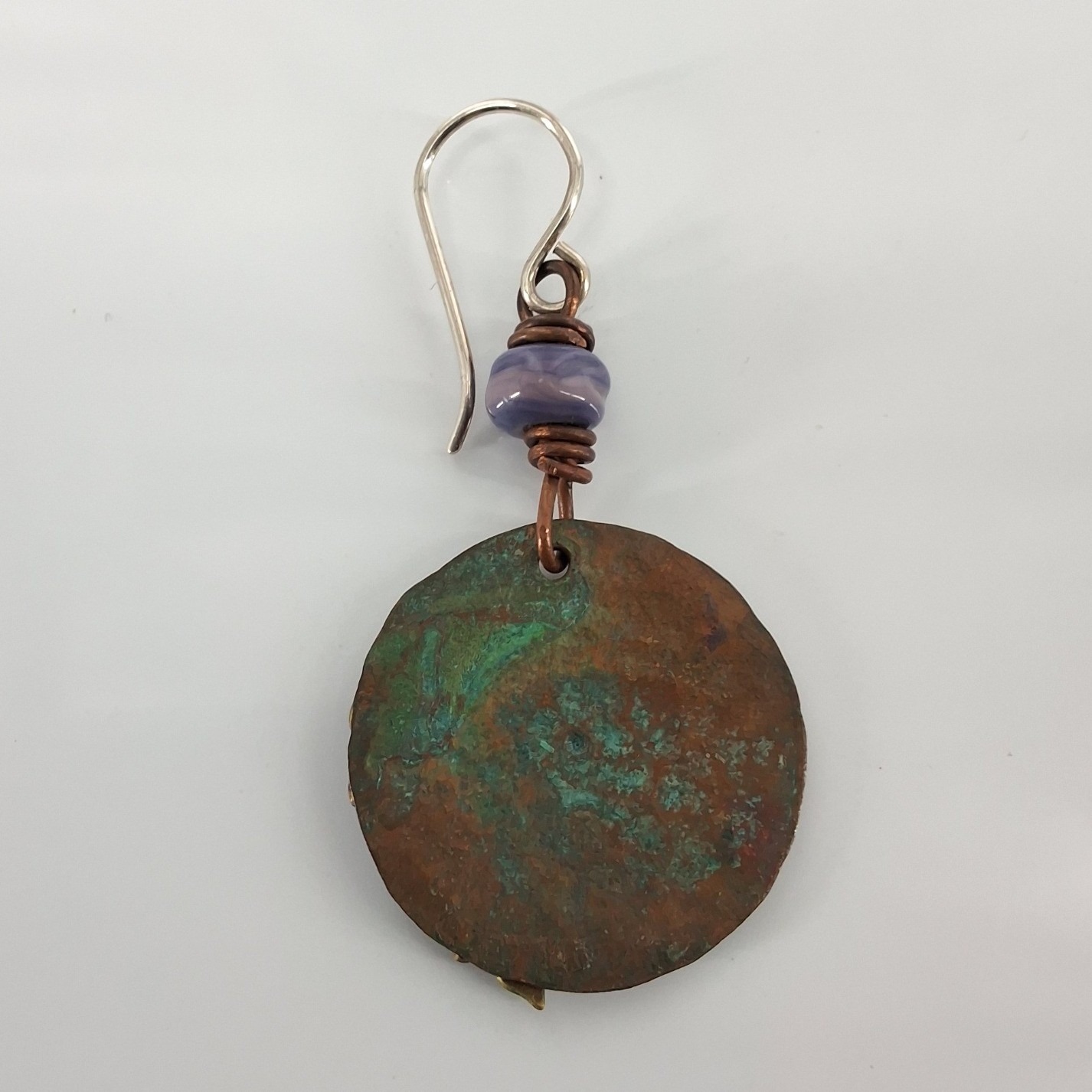Artisan Verdigris Patina Leaf Copper Mixed Metal Earring & Necklace Set Boho - View 6