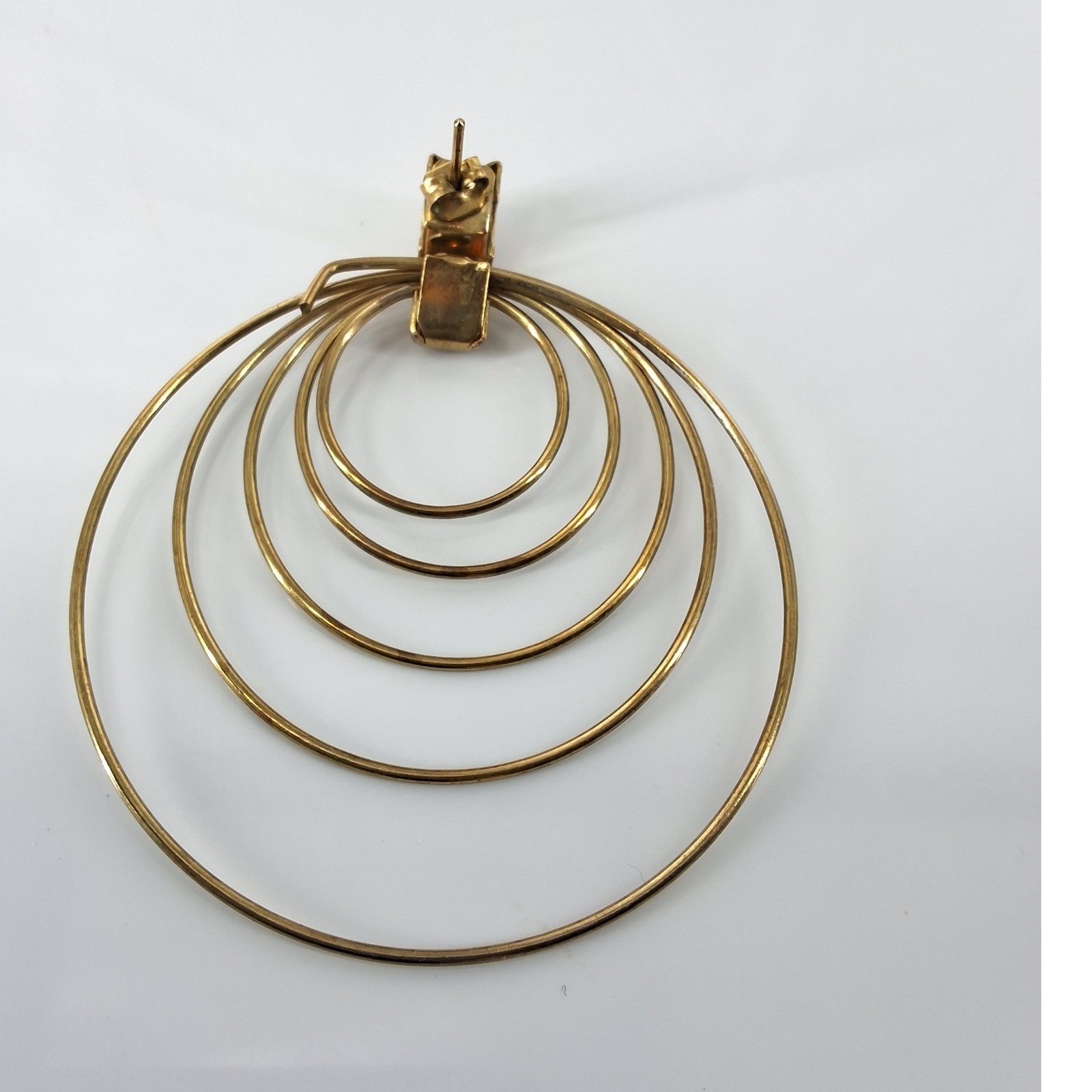 Vintage Gold Tone Multi Hoop Tiered Concentric Circle Drop Statement Earrings - View 3