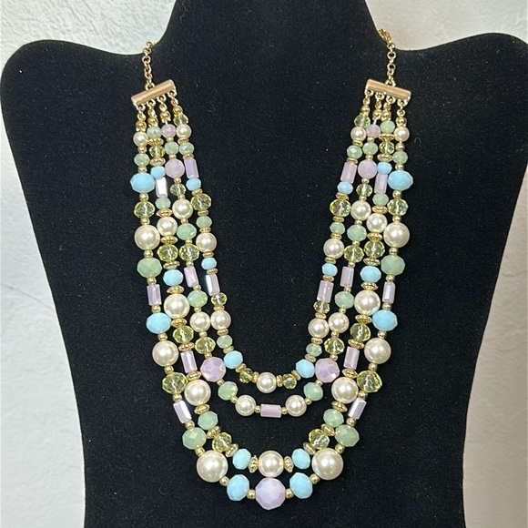 Liz Claiborne Silver Tone Faux Pearl Station Necklace Adjustable 16-19" - View 13