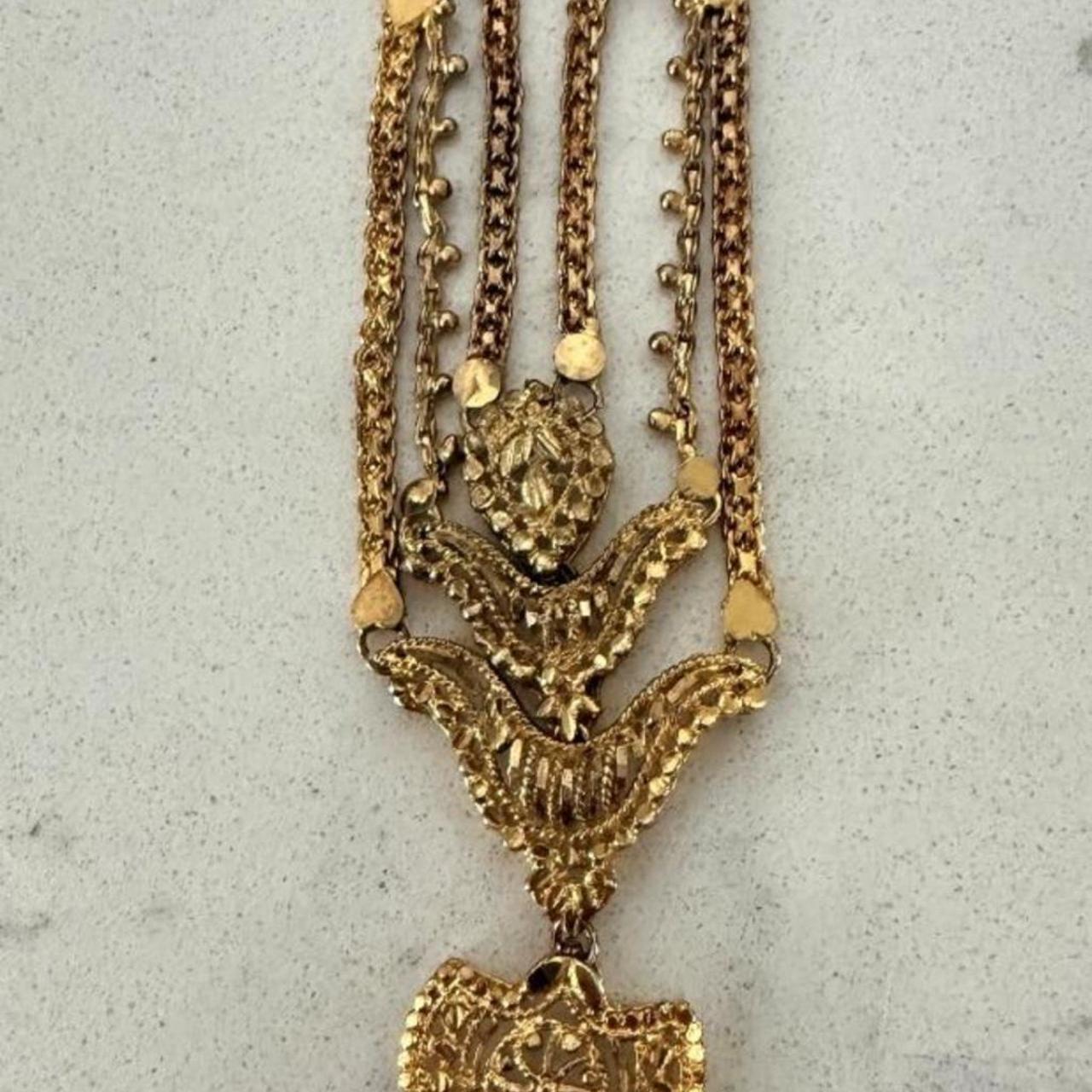 Johannes Hanias NGA Vintage Gold Tone Floral Cross Pendant National Gallery - View 9