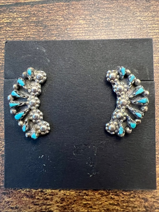 Blue Dichroic Glass Drop Earrings Silver Tone Shell Accent Artisan - View 16