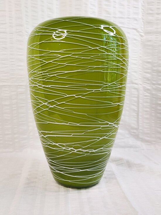 Vintage Art Glass Bud Vase Purple White Swirl Teardrop Sommerso Style 6.25" - View 11