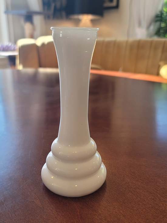 Vintage Art Glass Bud Vase Purple White Swirl Teardrop Sommerso Style 6.25" - View 18
