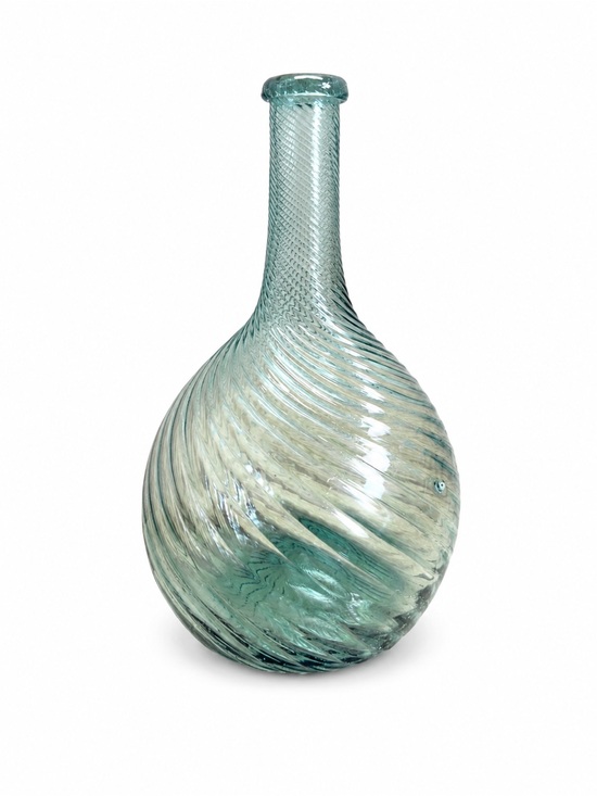 Vintage Art Glass Bud Vase Purple White Swirl Teardrop Sommerso Style 6.25" - View 19