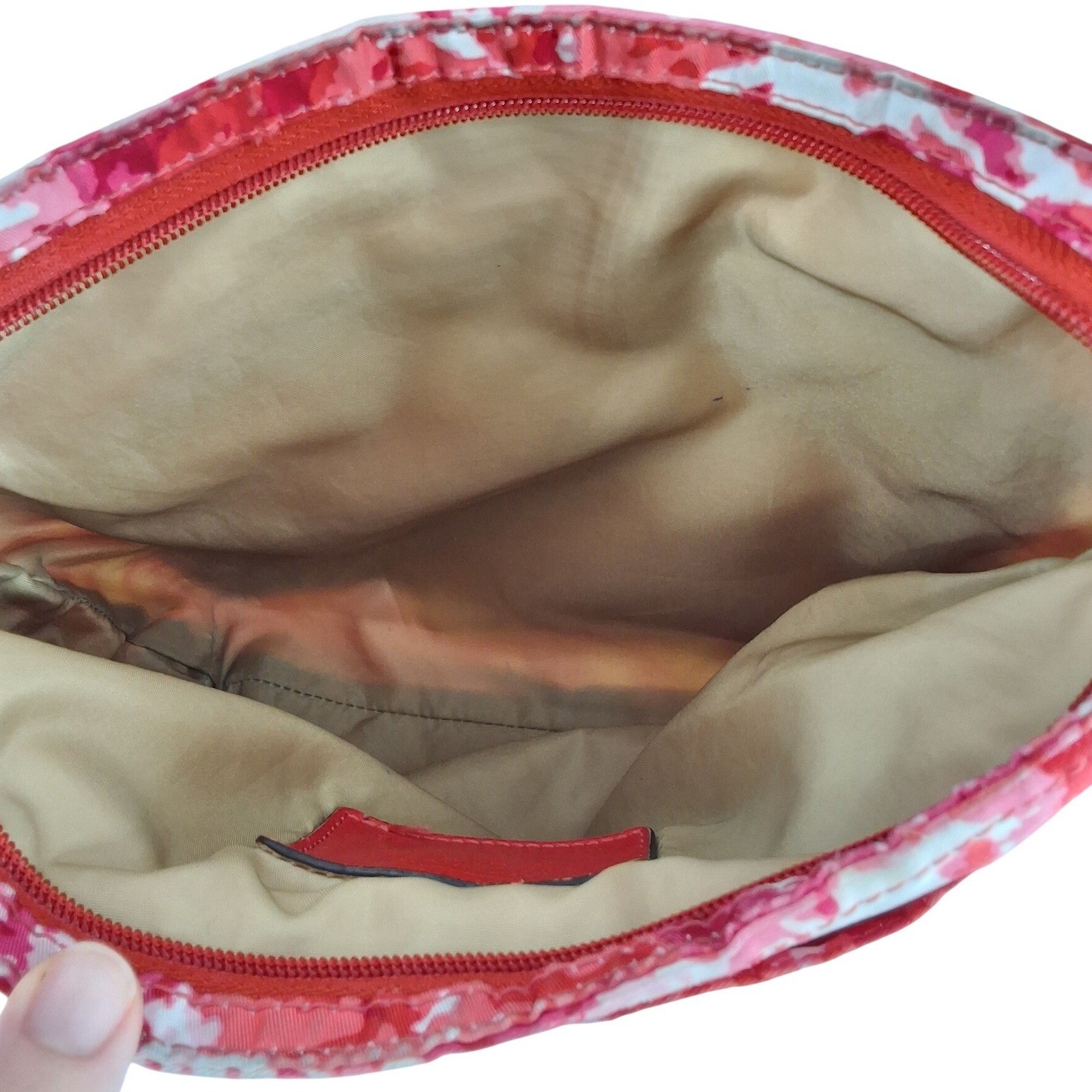 Coach New York Nylon Getaway Crossbody Bag Pink Red Floral Adjustable Strap - View 10