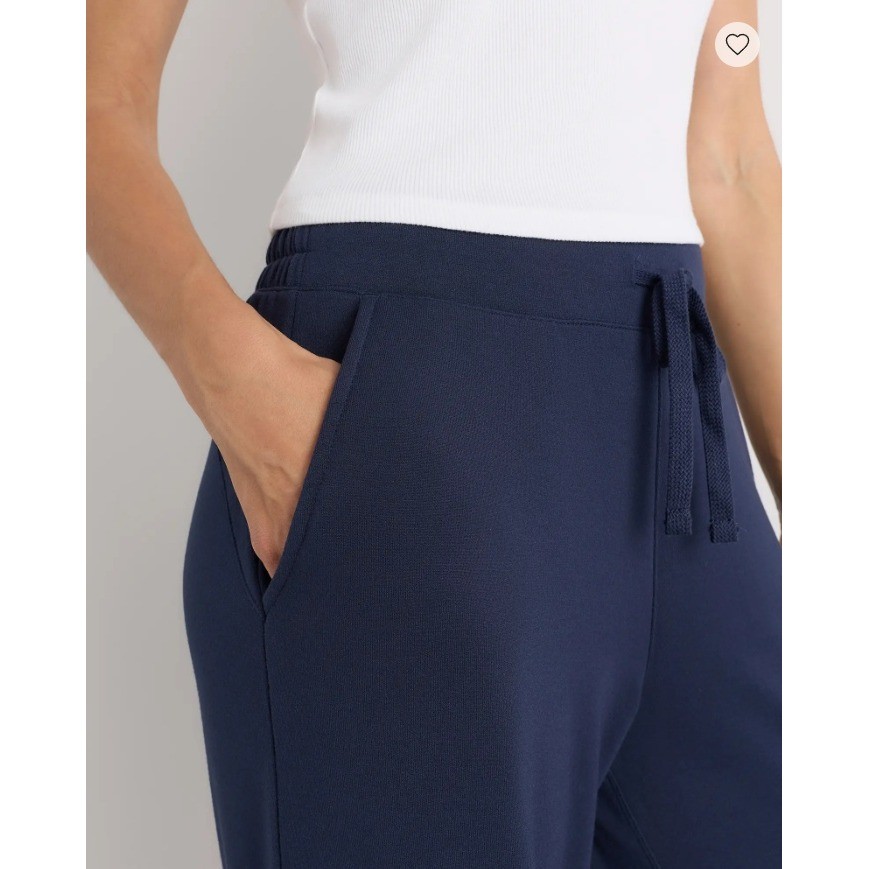 Quince SuperSoft Fleece Wide Leg Pants Navy Blue Tencel Modal Blend Medium - View 3