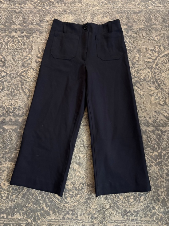Quince SuperSoft Fleece Wide Leg Pants Navy Cropped Drawstring XS - View 8
