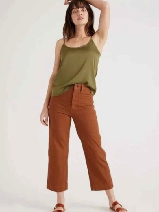 Quince SuperSoft Fleece Wide Leg Pants Navy Cropped Drawstring XS - View 13