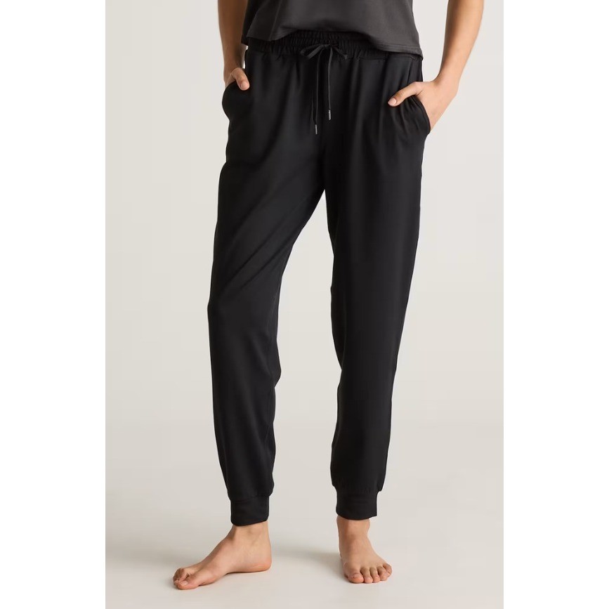Quince Flowknit Mid-Rise Jogger Black Recycled Polyester Spandex ZJGS01 Womens S - View 3