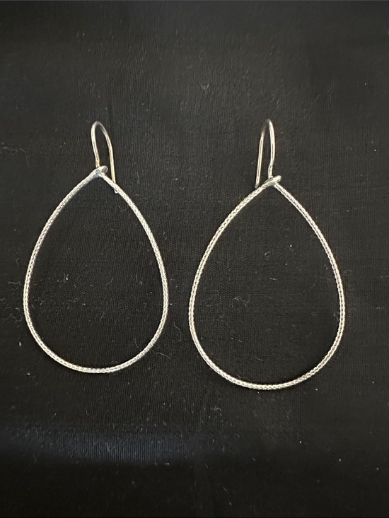 Vintage Sterling Silver 925 Puffed Teardrop Stud Earrings Rope Border - View 12