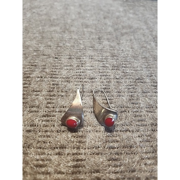 Vintage Sterling Silver 925 Puffed Teardrop Stud Earrings Rope Border - View 14