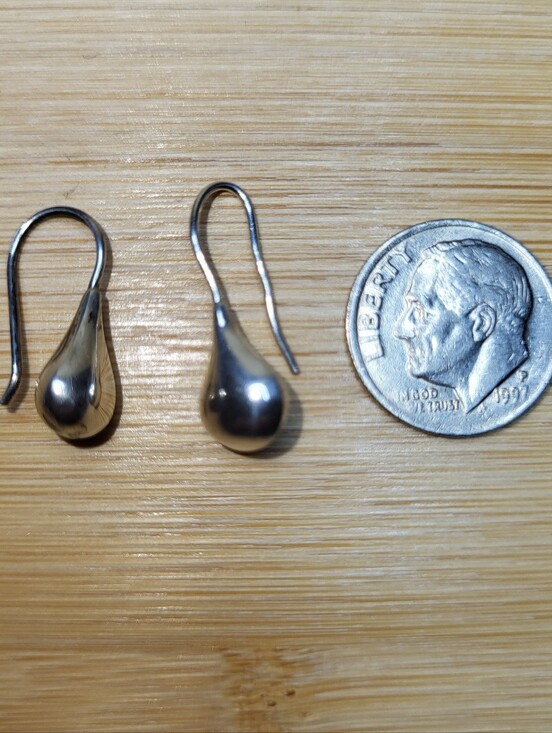 Vintage Sterling Silver 925 Puffed Teardrop Stud Earrings Rope Border - View 16