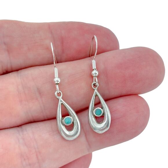 Vintage Sterling Silver 925 Puffed Teardrop Stud Earrings Rope Border - View 18