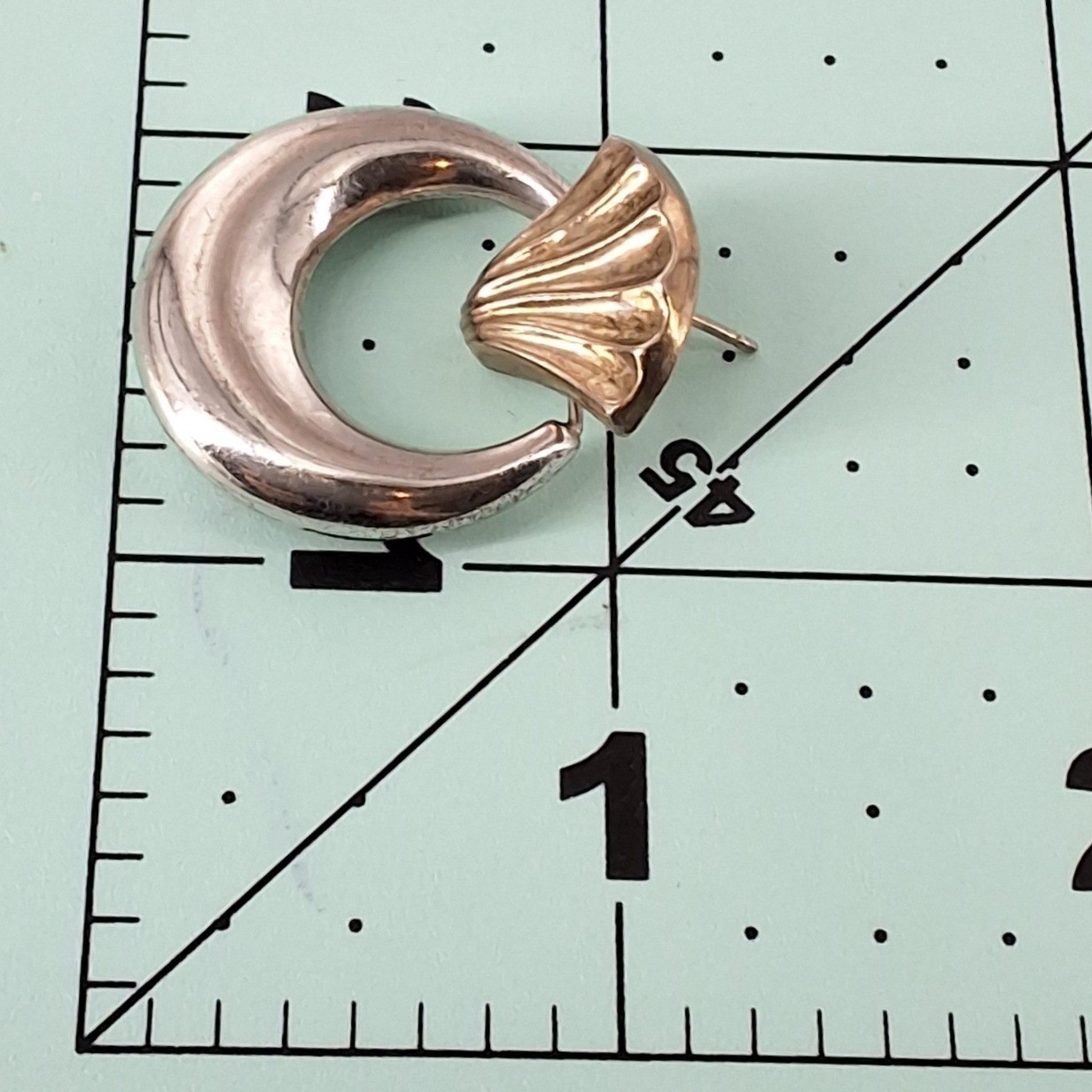 Vintage Carla Sterling Silver Shell Door Knocker Post Earrings 1 Inch - View 5