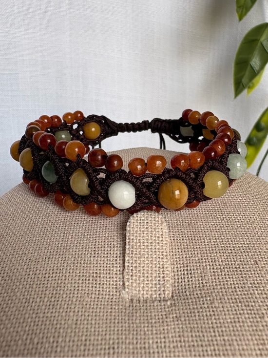 Handmade Seed Bead Cuff Bracelet Black Red White Geometric Tribal Boho 7.5 Inch - View 18