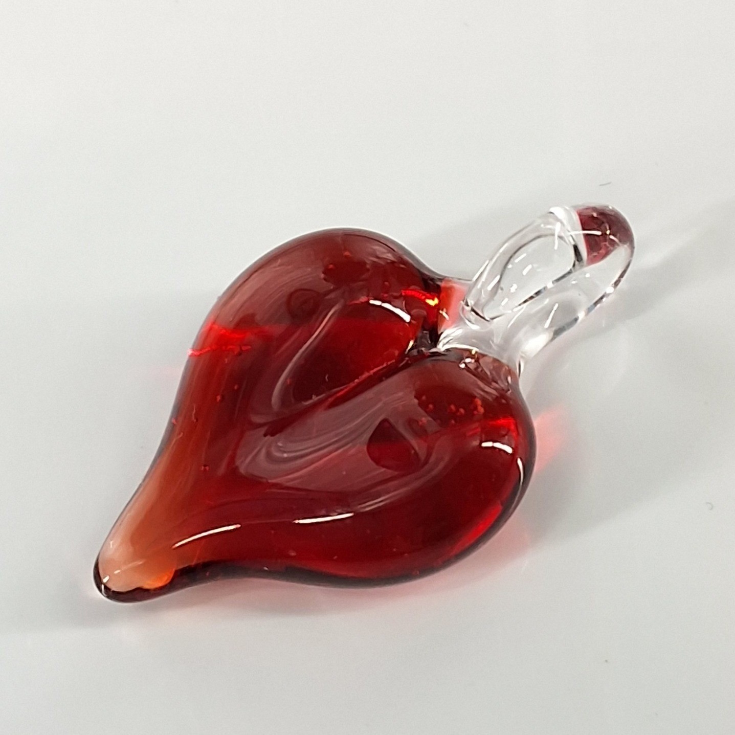 Ruby Red Lampwork Glass Heart Pendant and Drop Earrings Jewelry Set Artisan