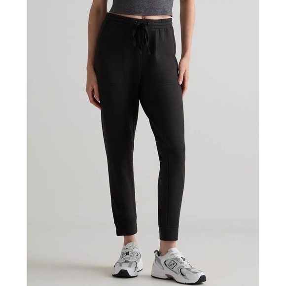 Quince Flowknit Mid-Rise Jogger Black Recycled Polyester Spandex ZJGS01 Womens S - View 19