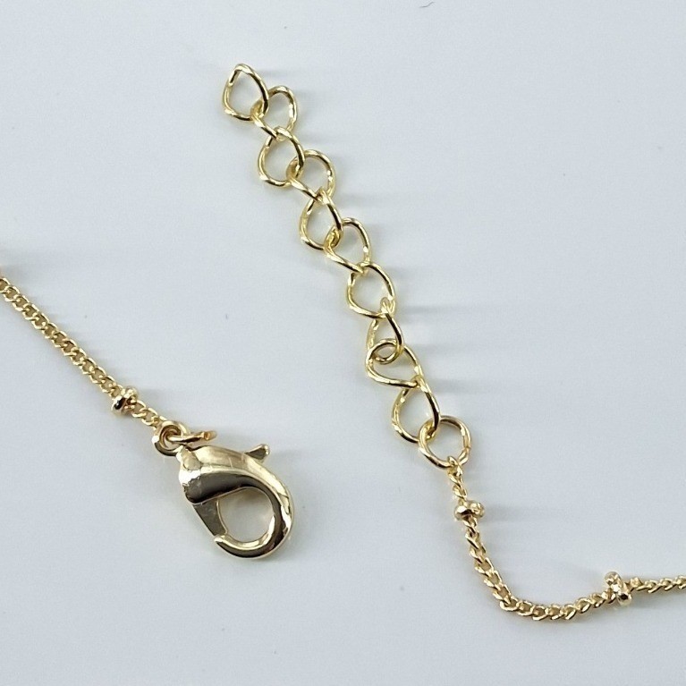 Gold Tone Hamsa Hand Pendant Necklace Black Enamel Satellite Chain - View 4