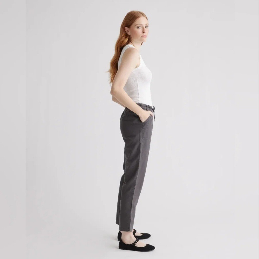 Quince Organic Cotton Linen Straight Leg Pants Charcoal Grey Drawstring Small - View 5