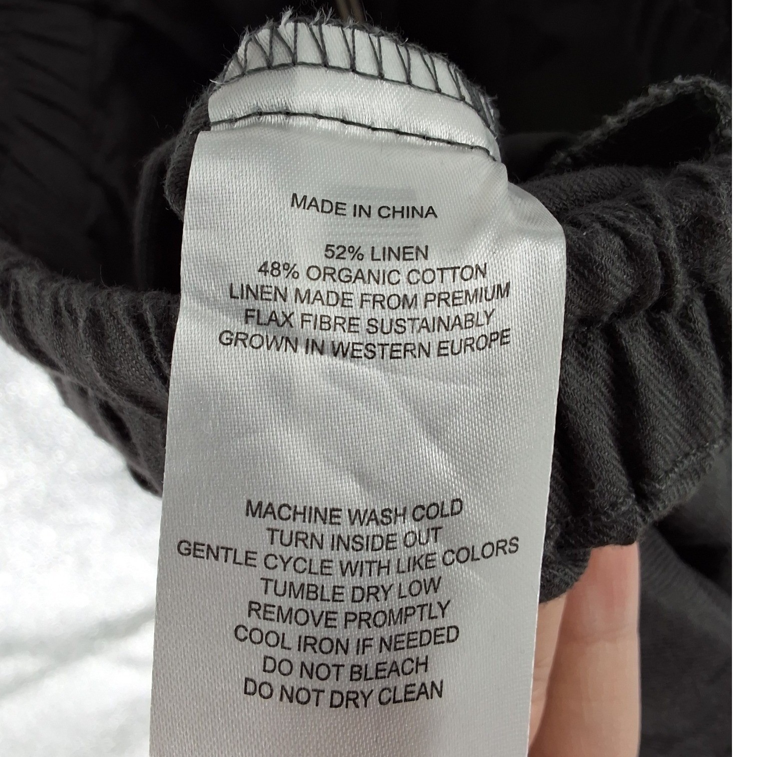 Quince Organic Cotton Linen Straight Leg Pants Charcoal Grey Drawstring Small - View 9