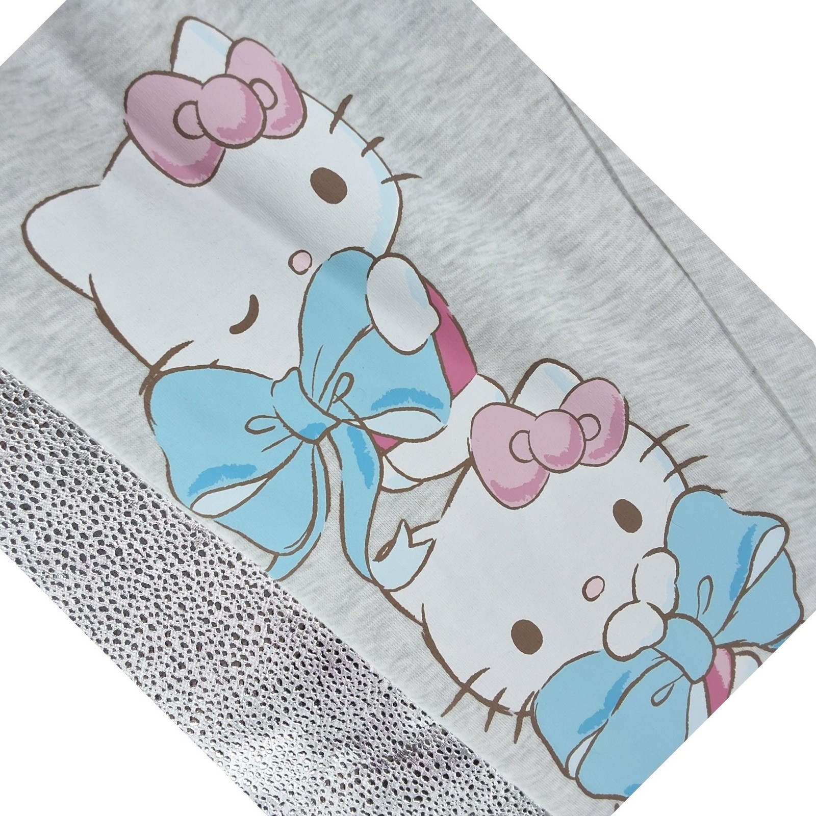 Hello Kitty Heather Grey Graphic Jogger Sweatpants Sanrio Blue Bows Medium - View 3