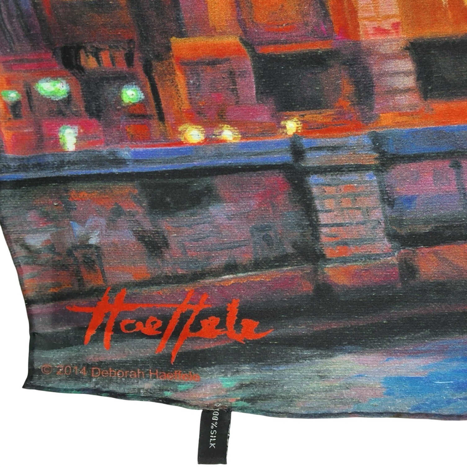 Deborah Haeffele 2014 Silk Scarf Cityscape Impressionist Art Print Multicolor