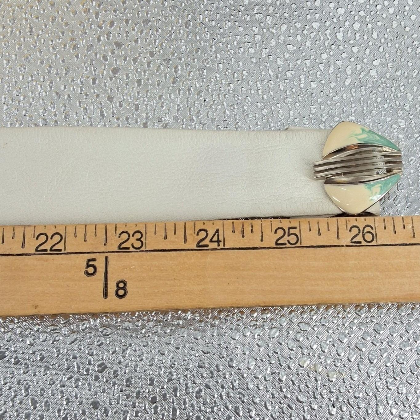Vintage 80s Cream Goat Leather Cinch Belt Art Deco Enamel Butterfly Buckle 26.5" - View 3