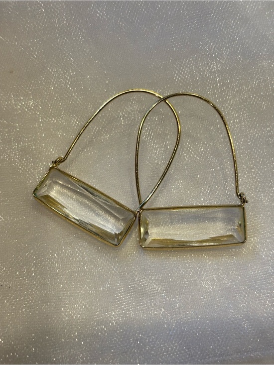 Vintage Style Clear Faceted Glass Blue Crystal Drop Earrings Silver Tone Hooks - View 15
