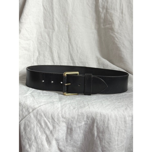 Vintage 80s Cream Goat Leather Cinch Belt Art Deco Enamel Butterfly Buckle 26.5" - View 13