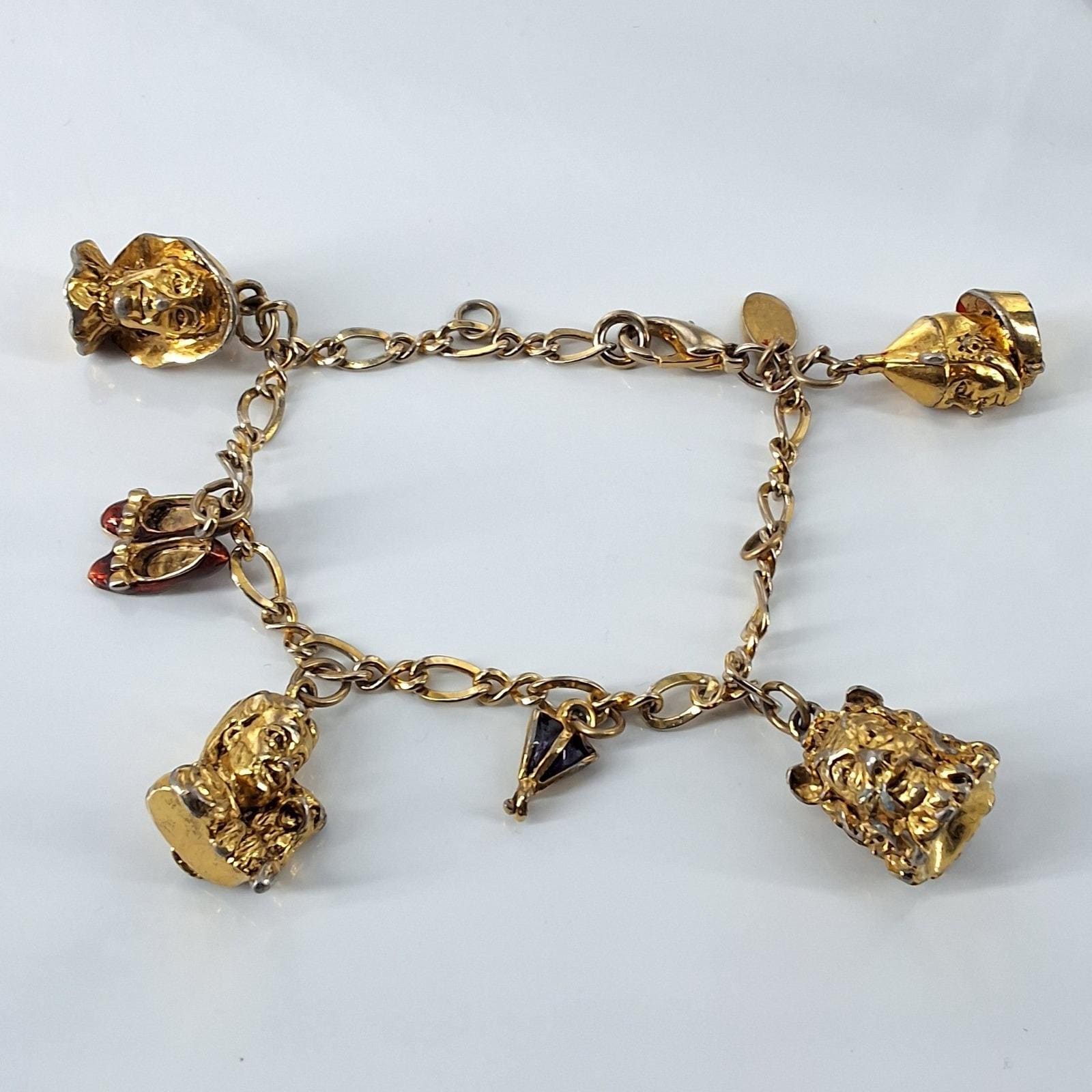 TMOTEC Wizard of Oz Charm Bracelet Gold Tone Character Figures Ruby Slippers - View 6