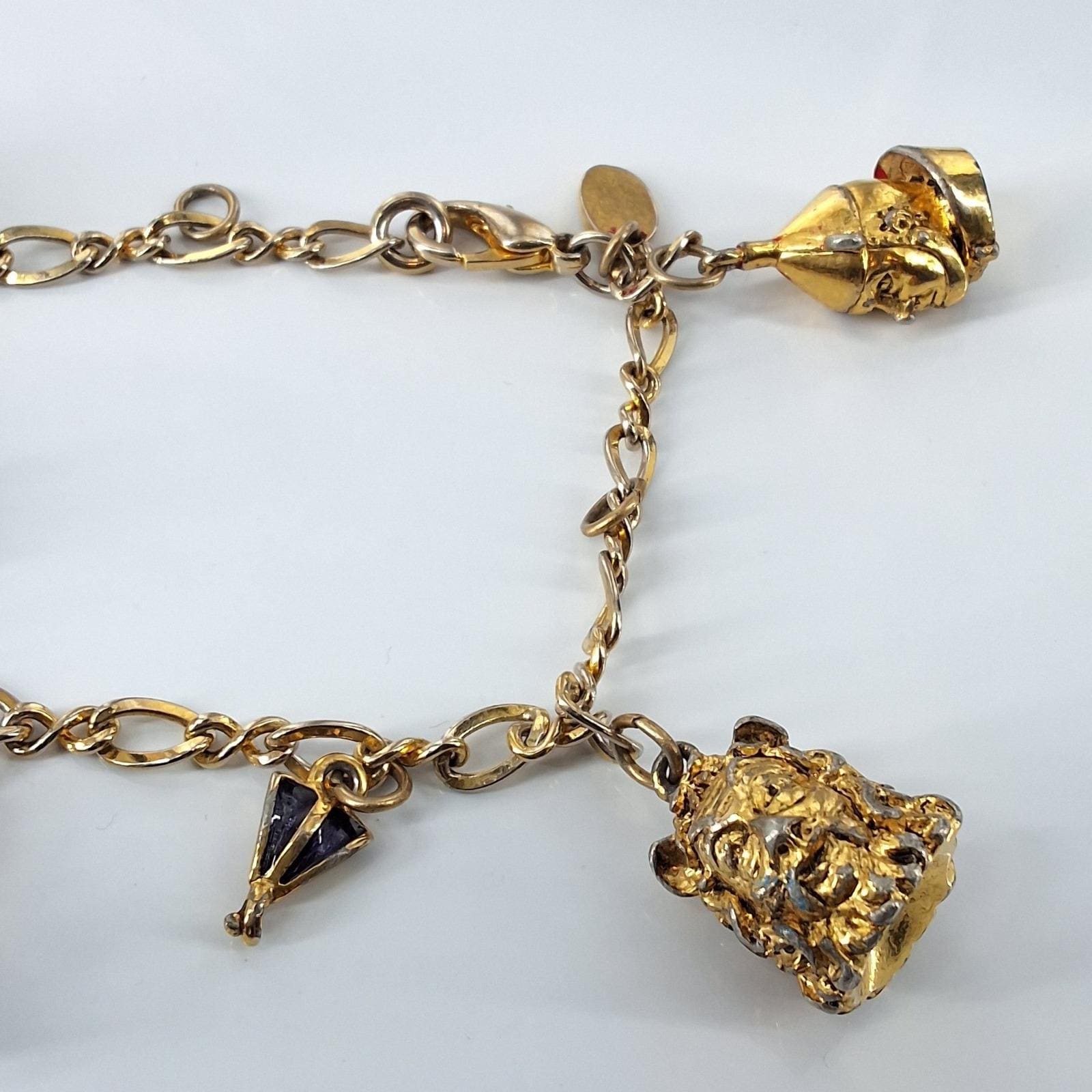 TMOTEC Wizard of Oz Charm Bracelet Gold Tone Character Figures Ruby Slippers - View 7
