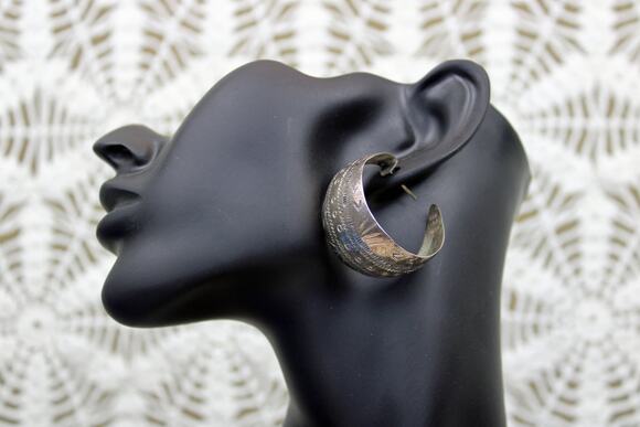 Vintage Taxco Mexico 925 Sterling Silver Teardrop Dangle Earrings Patina - View 7