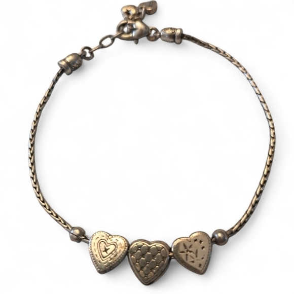 Brighton Black Braided Leather Heart Charm Bracelet Silver Tone Scrollwork - View 16
